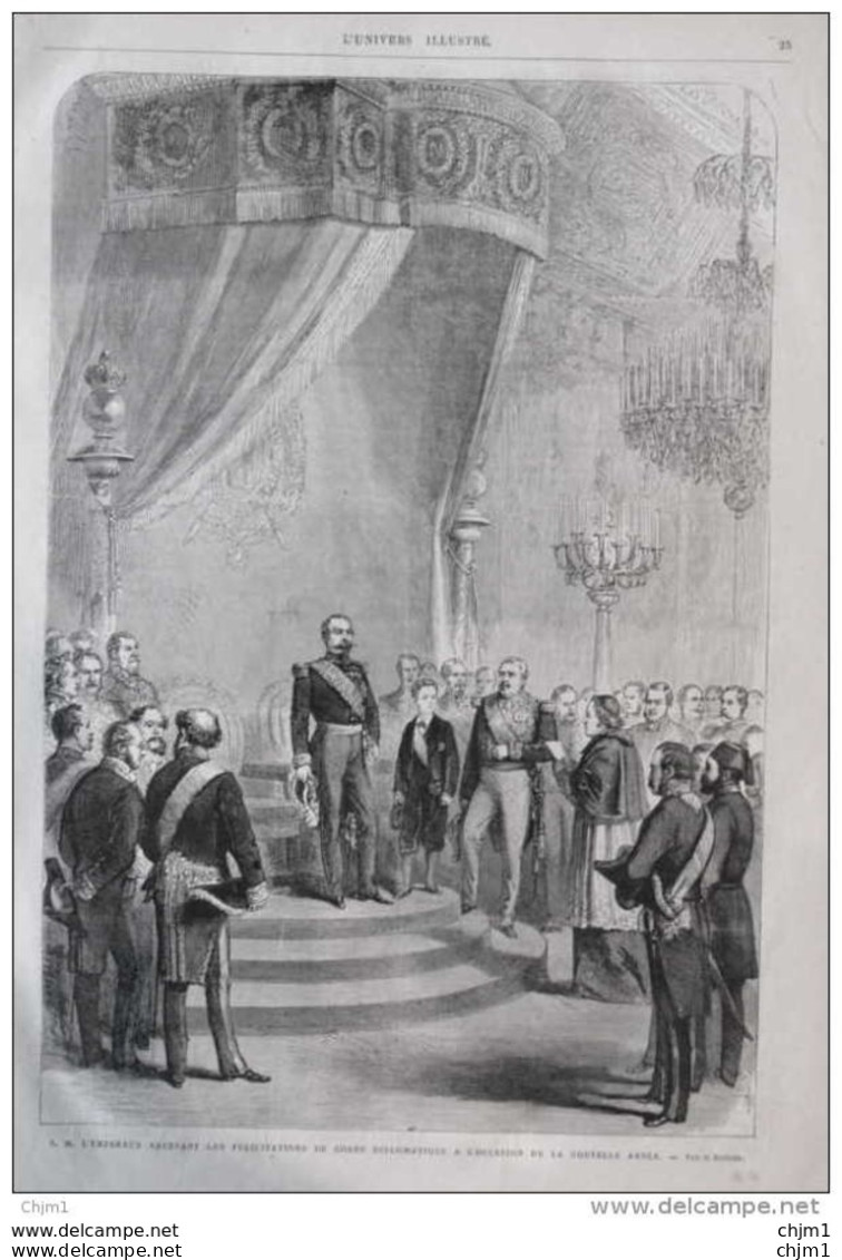 S.M. L'empereur Recevant Les Félicitations Du Corps Diplomatique à L'occasion De La Nouvelle Année -  Page Original 1870 - Historische Dokumente