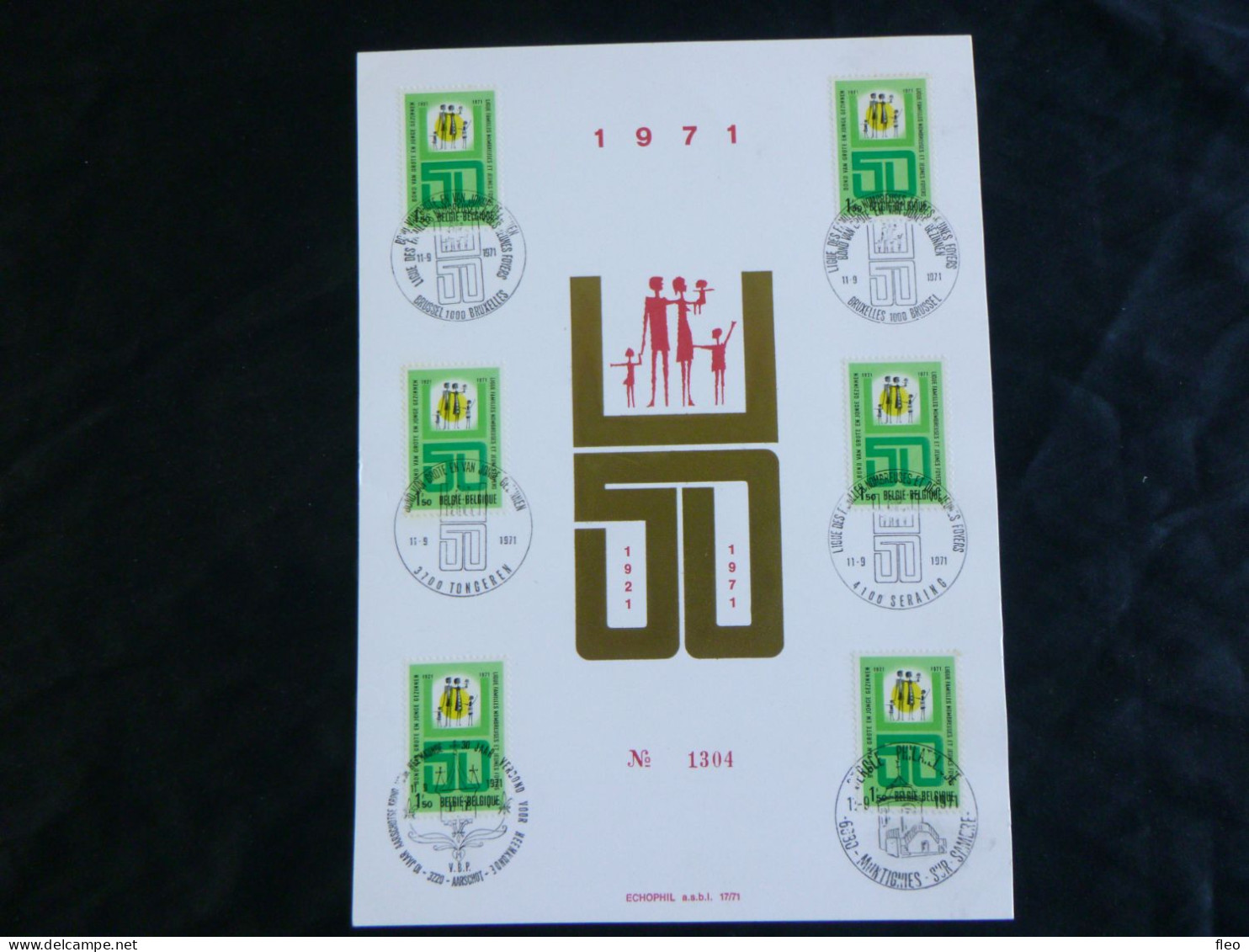 1971 1601 FDC ECHOPHIL FIRST DAY CARD "Bond Van Grote En Jonge Gezinnen- Ligue Des Familles Nombreuses " - 1971-1980