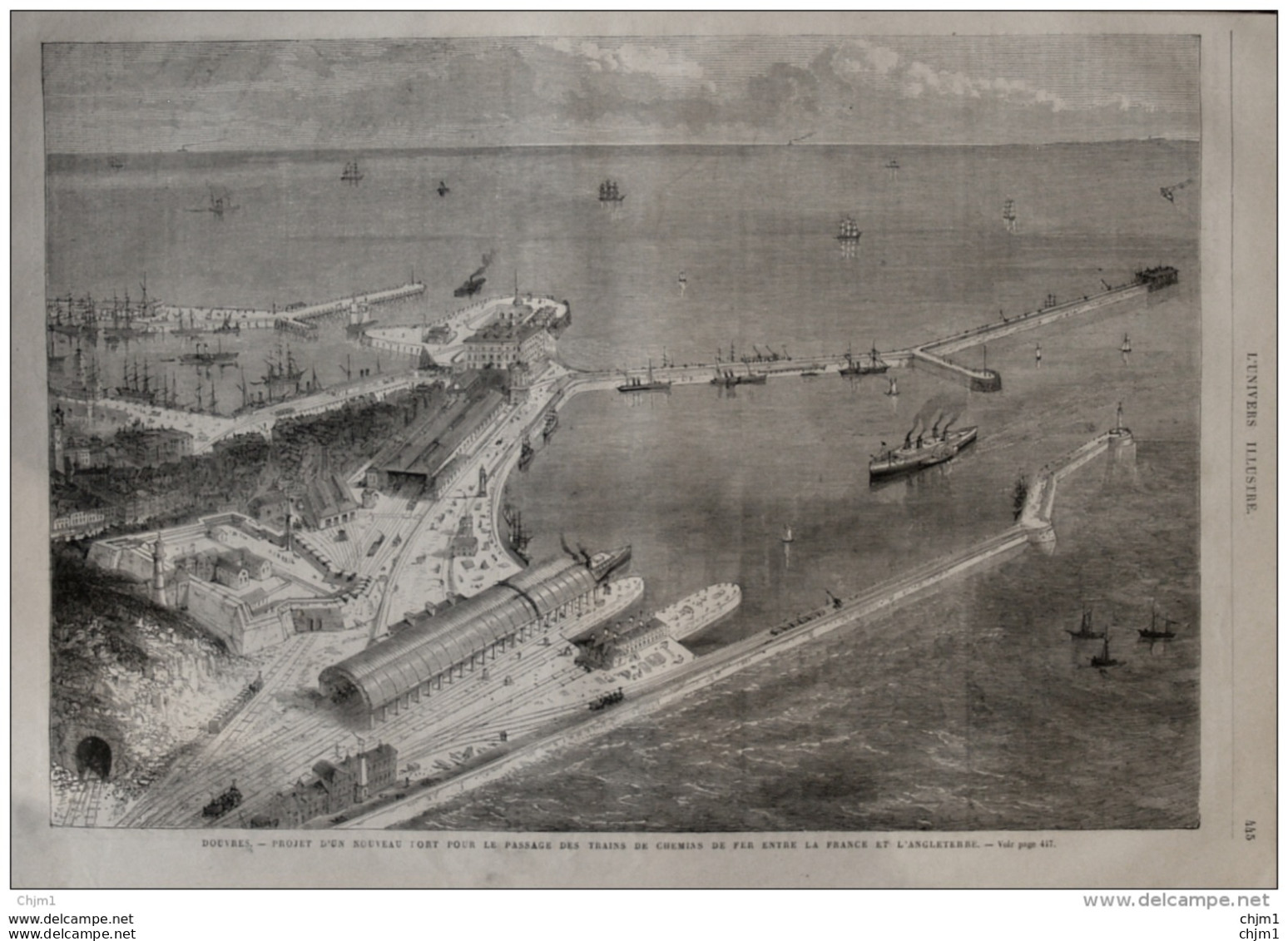 Douvres - Projet D'un Nouveau Port Pour Passage Des Trains De Chemins De Fer Entre France  - Page Original 1870 - Historische Dokumente
