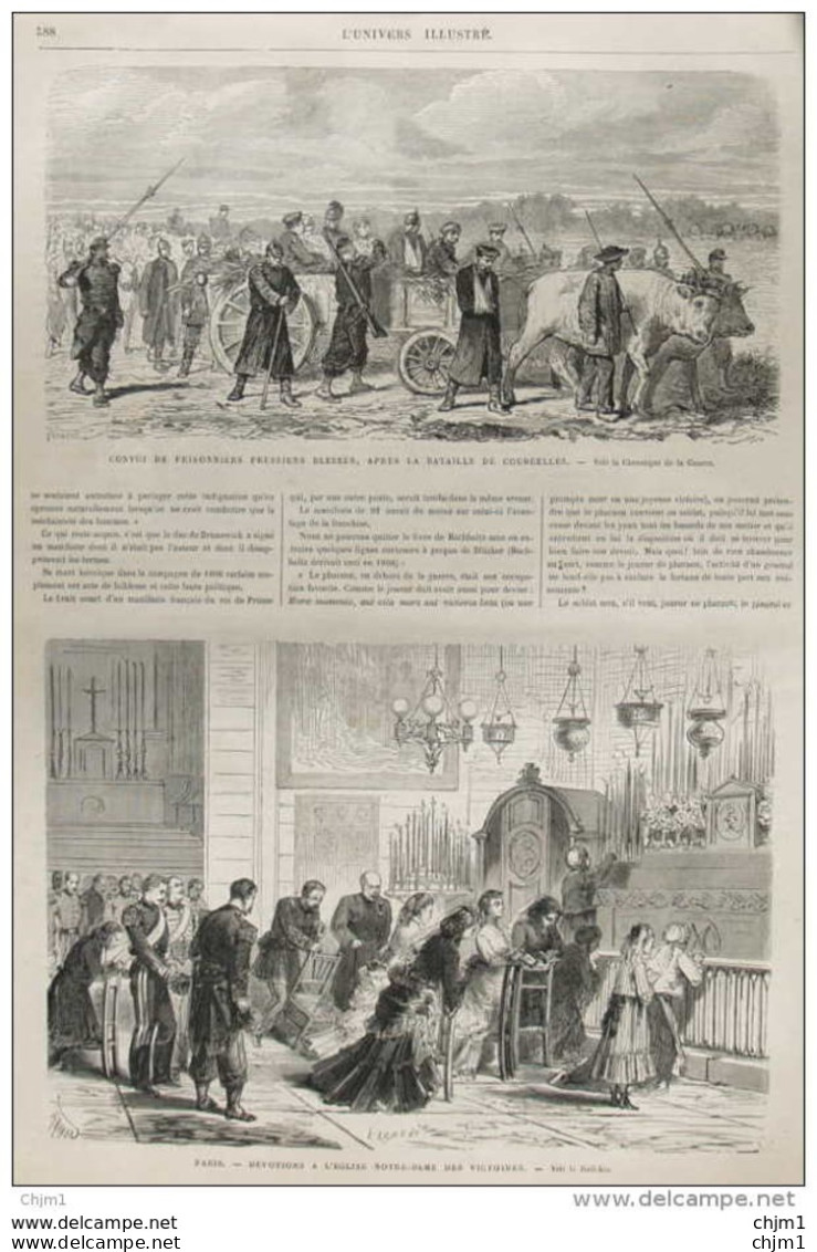 Convoi Des Prisonniers Prussiens Blessés, Après La Bataille De Courcelles - Page Original 1870 - Documentos Históricos