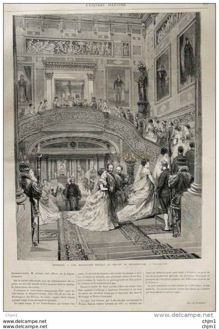 Londres - Une Réception Royale Au Palais De Buckingham - Page Original 1870 - Documentos Históricos