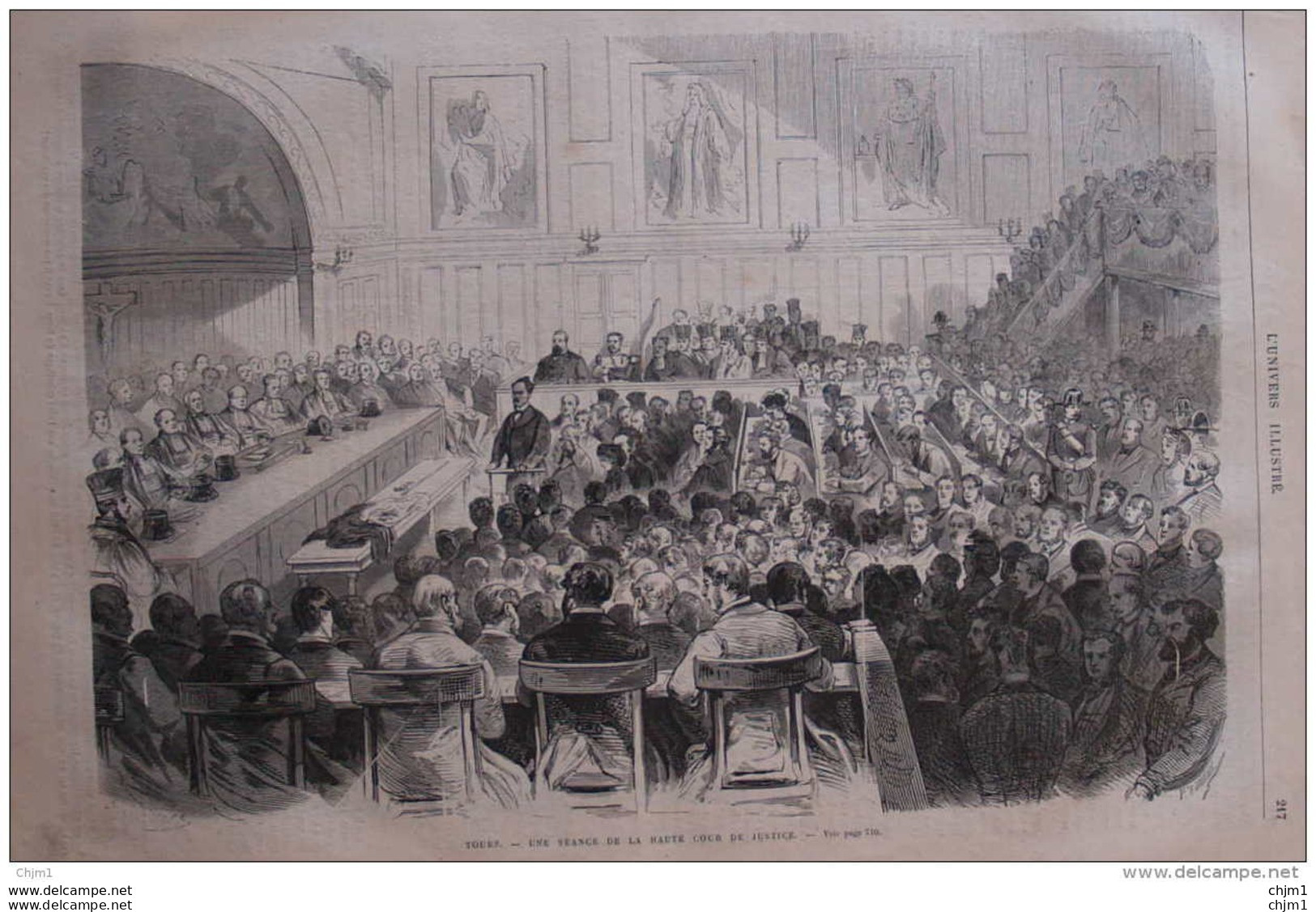 Tours - Une Séance De La Haute Cour De Justice - Page Original 1870 - Historische Dokumente