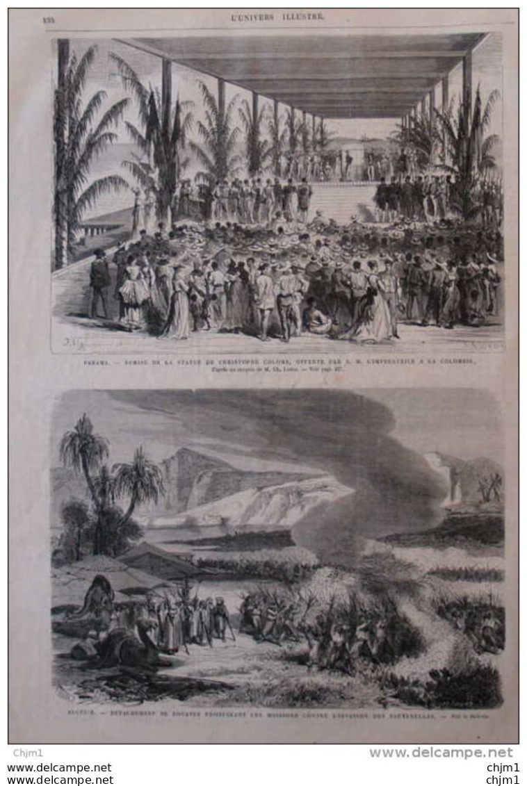 Panama - Remise De La Statue De Christophe Colomb, Offert Par S.M. L'Impératrice - Page Original 1870 - Documentos Históricos