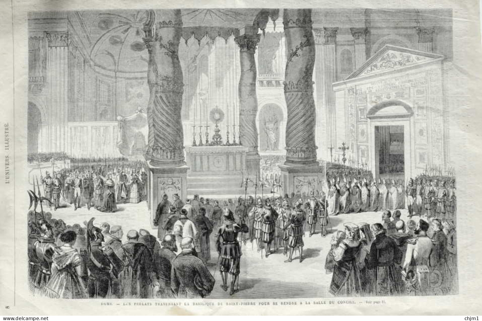 Rome - Les Prélats Traversant La Basilique De Saint-Pierre Pour Se Rendre à La Salle Du Concile - Page Original - 1870 - Historical Documents