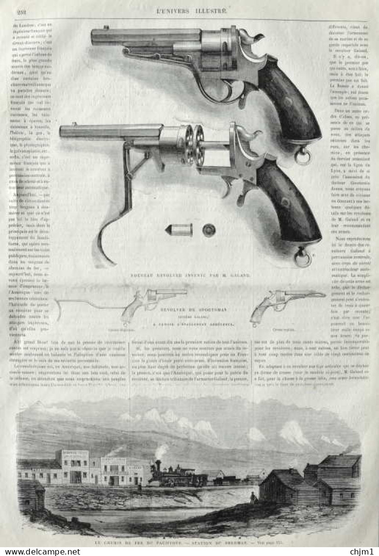 Nouveau Revolver Inventé Par M. Galand - Station De Sherman - Page Original - 1870 - Historische Dokumente