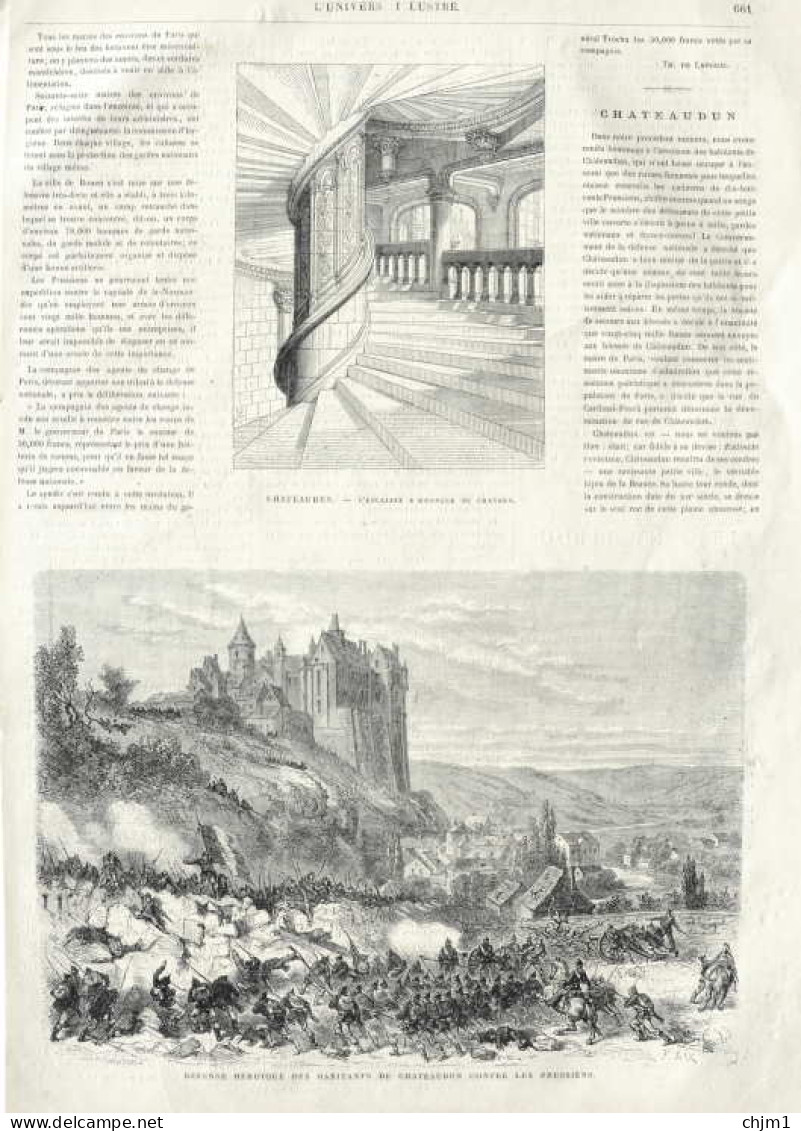 Défense Héroique Des Habitants De Châteaudun Contre Les Prussiens - Page Original - 1870 - Documentos Históricos