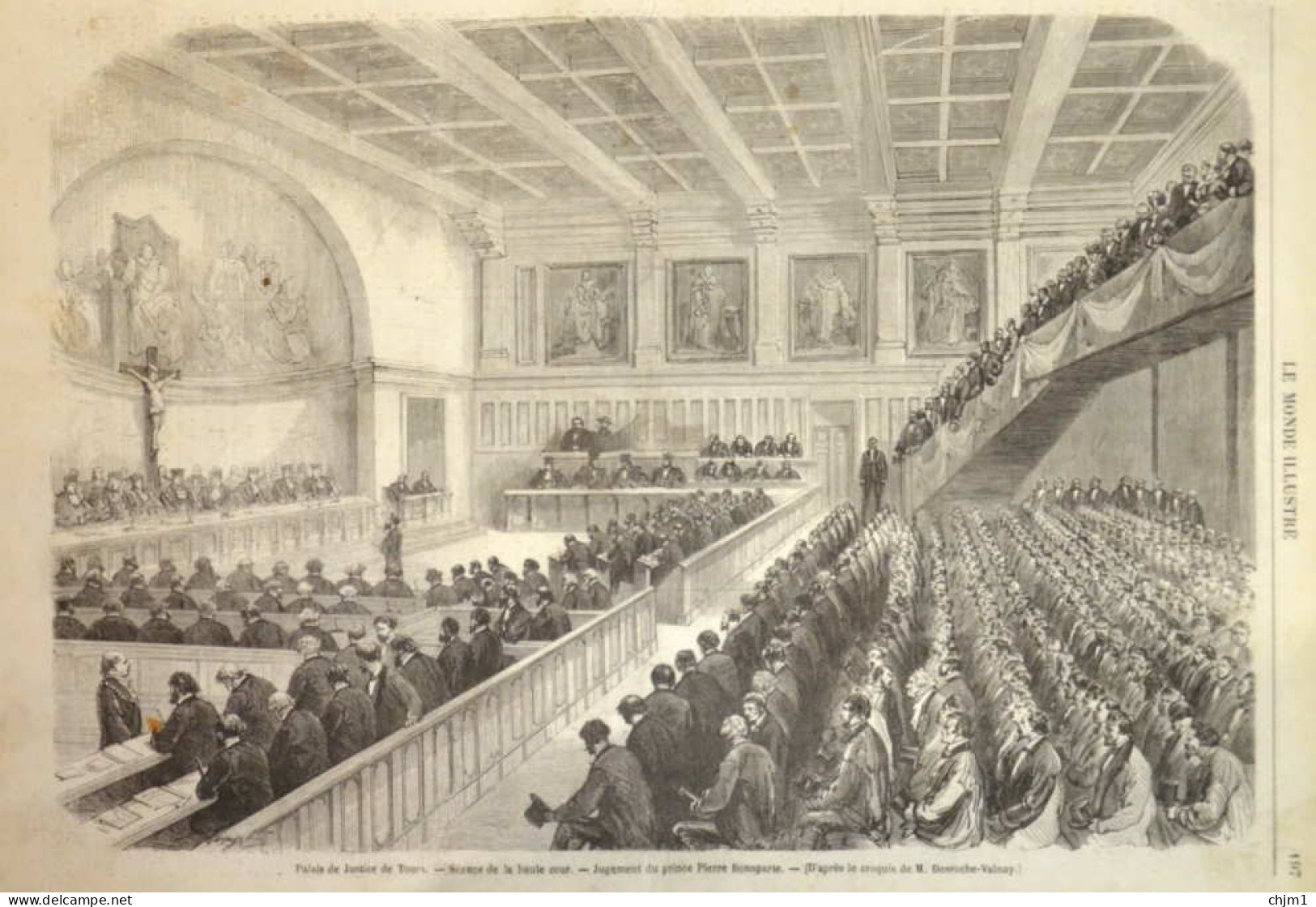 Palais De Justice De Tours - Séance De La Haute Cour - Jugement Du Prince Pierre Bonaparte -  Page Originale - 1870 - Documents Historiques