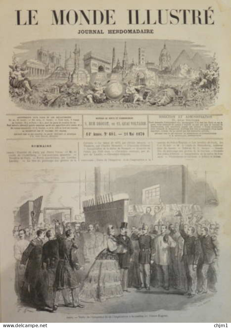 Paris, Visite De L'Empereur Et De L'Impératrice à La Caserne Du Prince-Eugène -  Page Originale - 1870 - Historische Dokumente