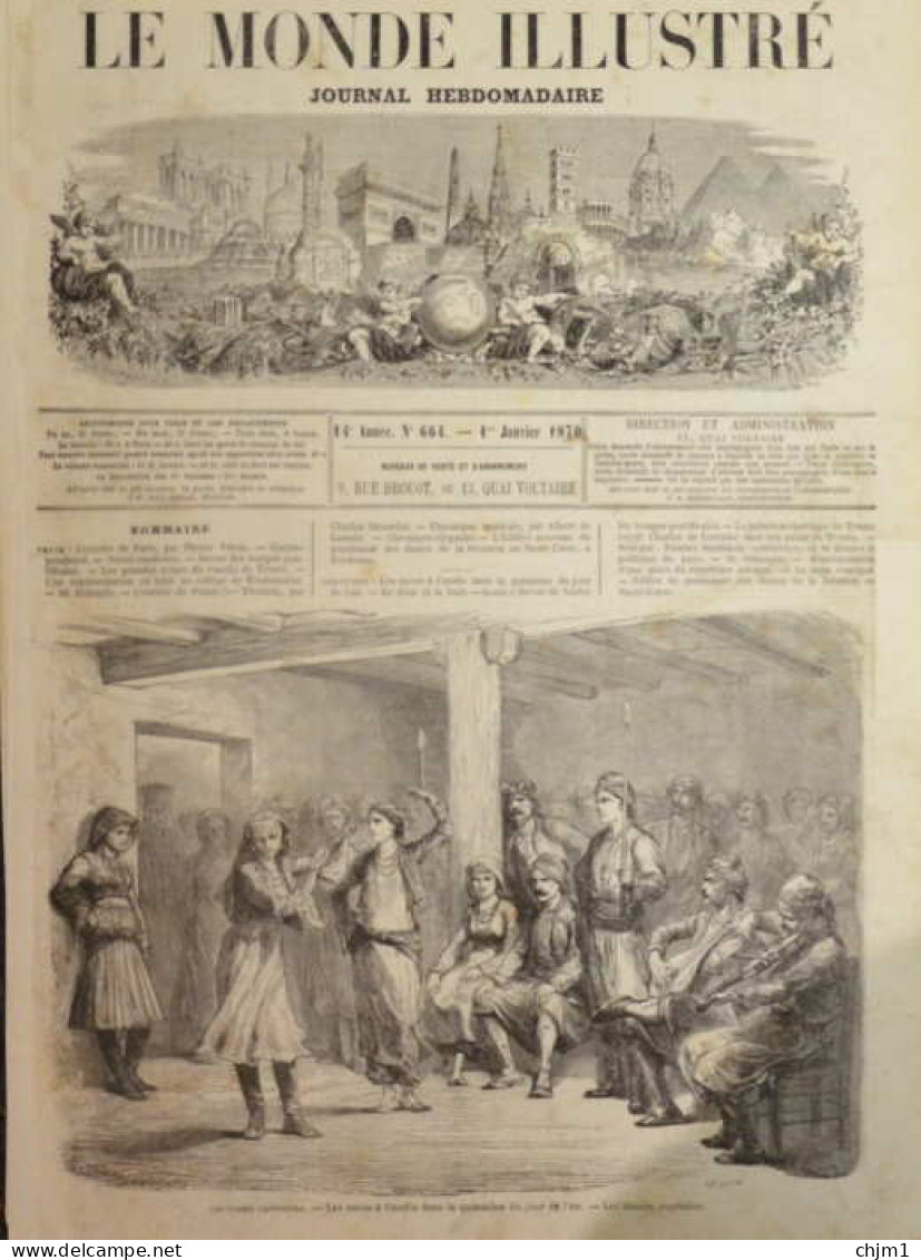 Coutumes Candiotes - Les Noces à Candie Dans La Quinzaine Du Jour De L'an -  Page Originale - 1870 - Documents Historiques