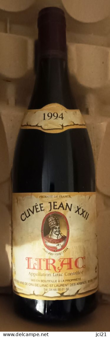 Bouteille Pleine " LIRAC -1994 " Cuvée JEAN XXII _Dv22a,b - Vin