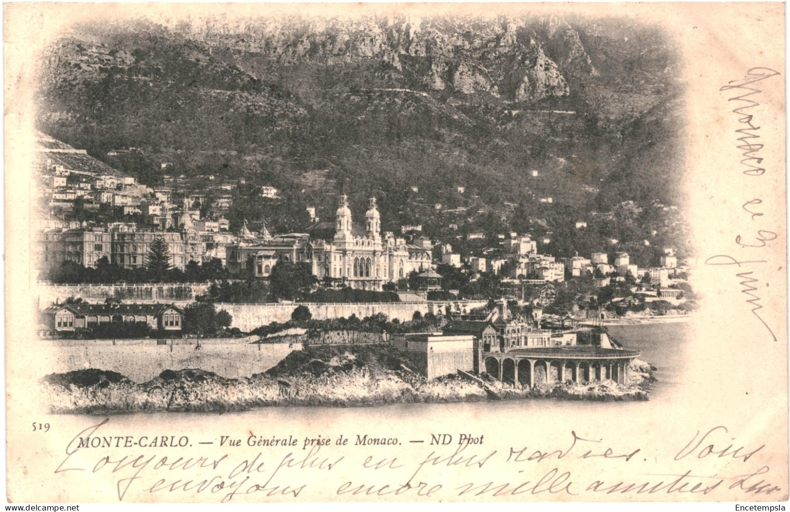 CPA Carte Postale  Monaco Monte-Carlo  Vue Générale Prise De Monaco 1902  VM79807 - Monte-Carlo