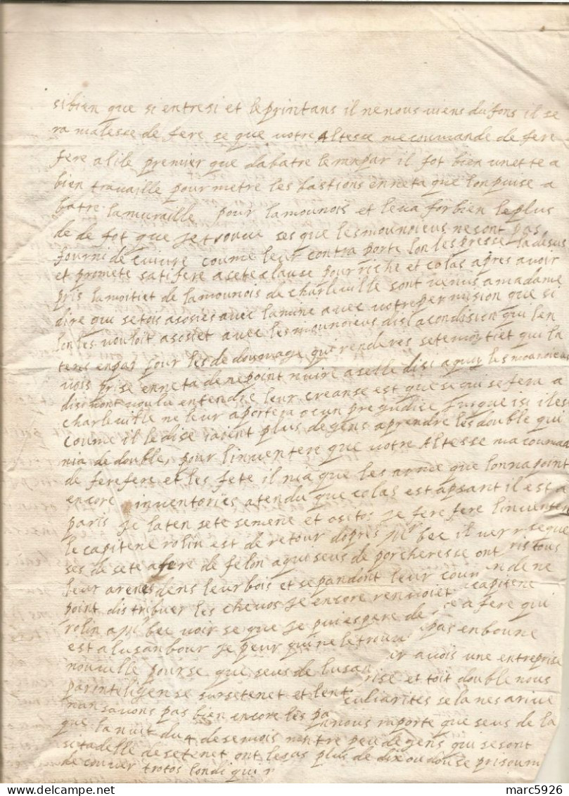 N°1912 ANCIENNE LETTRE DE BRIQUEMAULT A SEDAN AU DUC DE BOUILLON AVEC CACHET DE CIRE ET RUBAN DATE 1642 - Documents Historiques