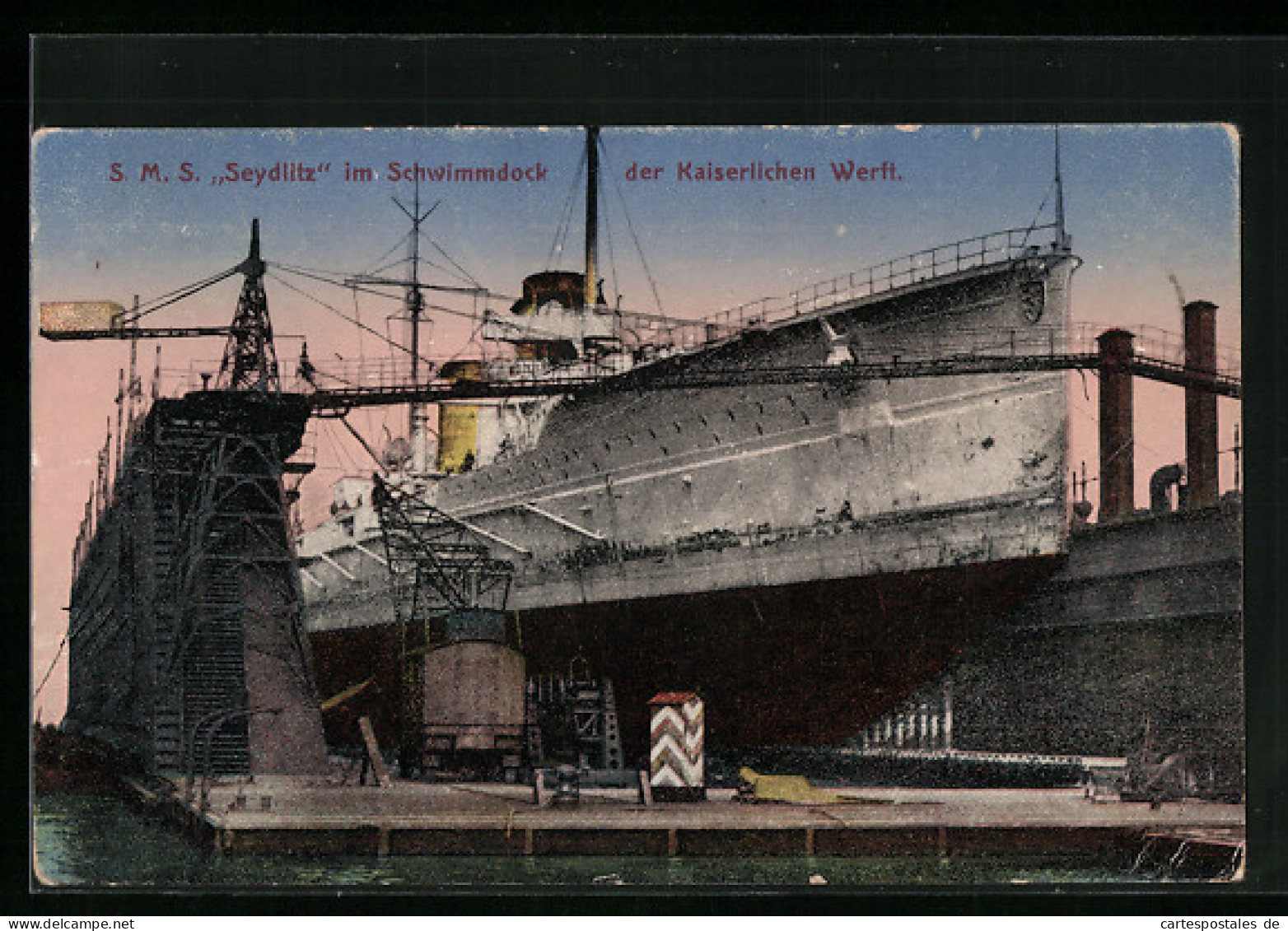 AK Kriegsschiff SMS Seydlitz Im Schwimmdock Der Kaiserlichen Werft  - Guerre