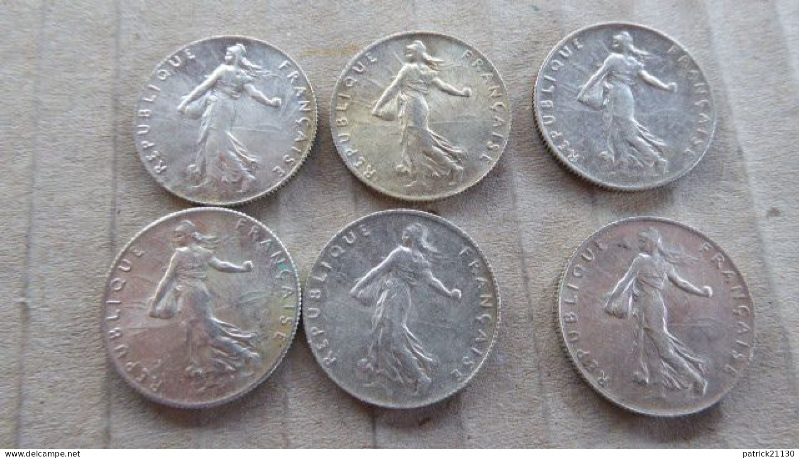 6 PIECES DE 0.5 F ARGENT 1913/1914/1917/1918 - 50 Centimes