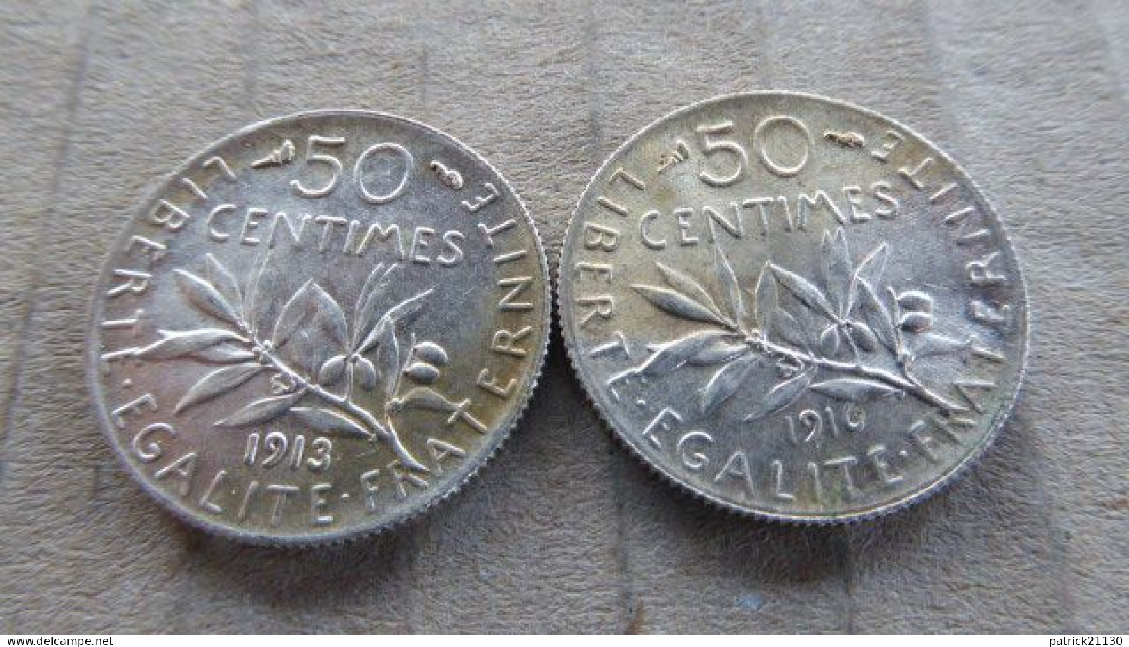 6 PIECES DE 0.5 F ARGENT 1913/1914/1917/1918 - 50 Centimes