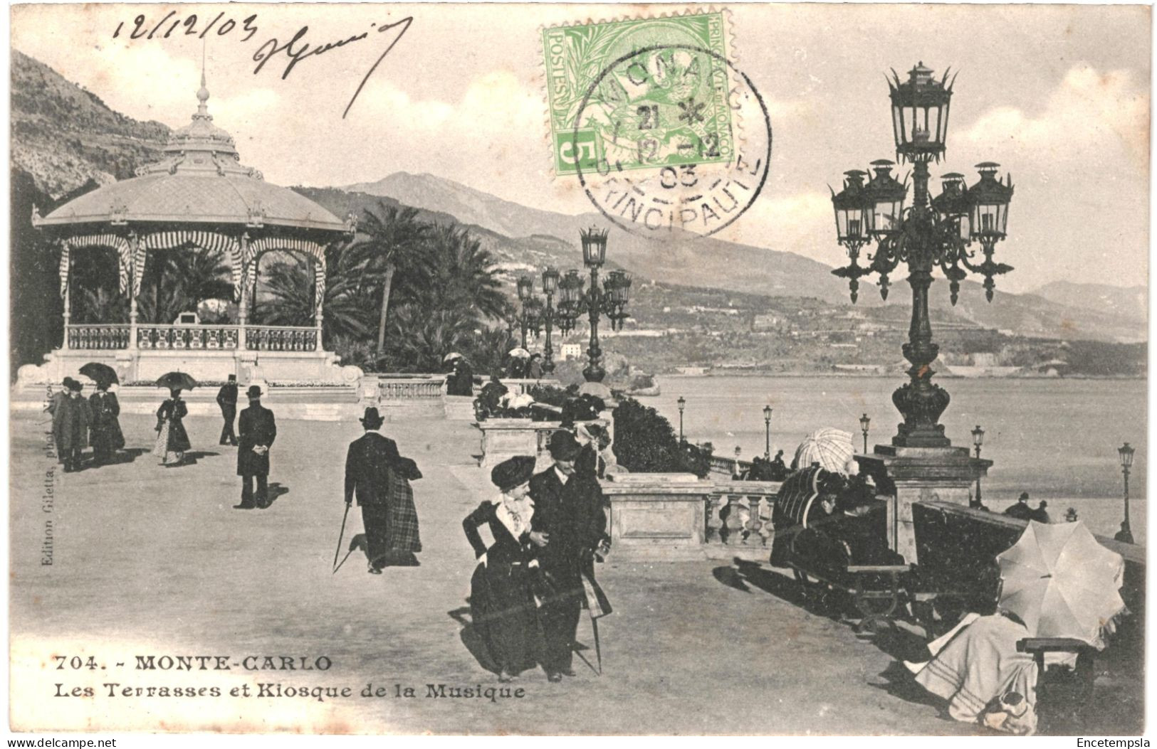 CPA Carte Postale  Monaco Monte-Carlo  Terrasses Et Kiosque De La Musique Animée 1903  VM79808 - Monte-Carlo