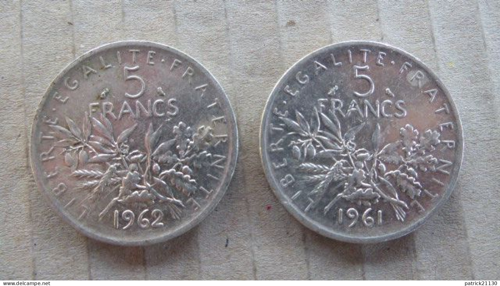 2 PIECES DE 5 F ARGENT 1961/1962 - 5 Francs