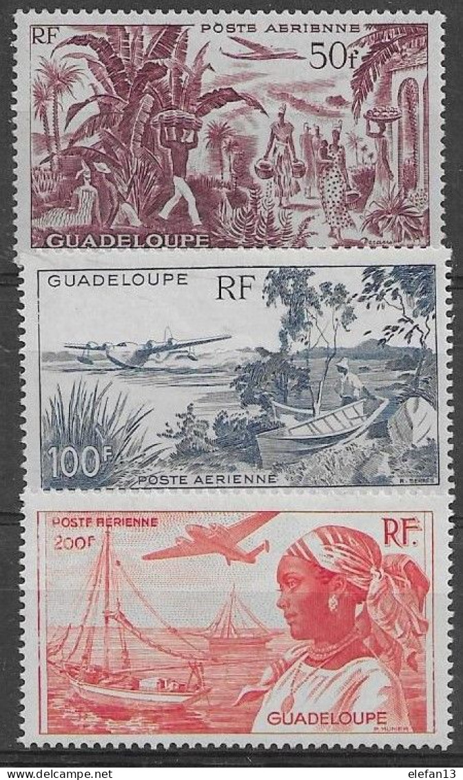 GUADELOUPE Poste Aérienne N°13,14 Et 15 *  Neufs Infime Trace De Charnière MH - Nuevos