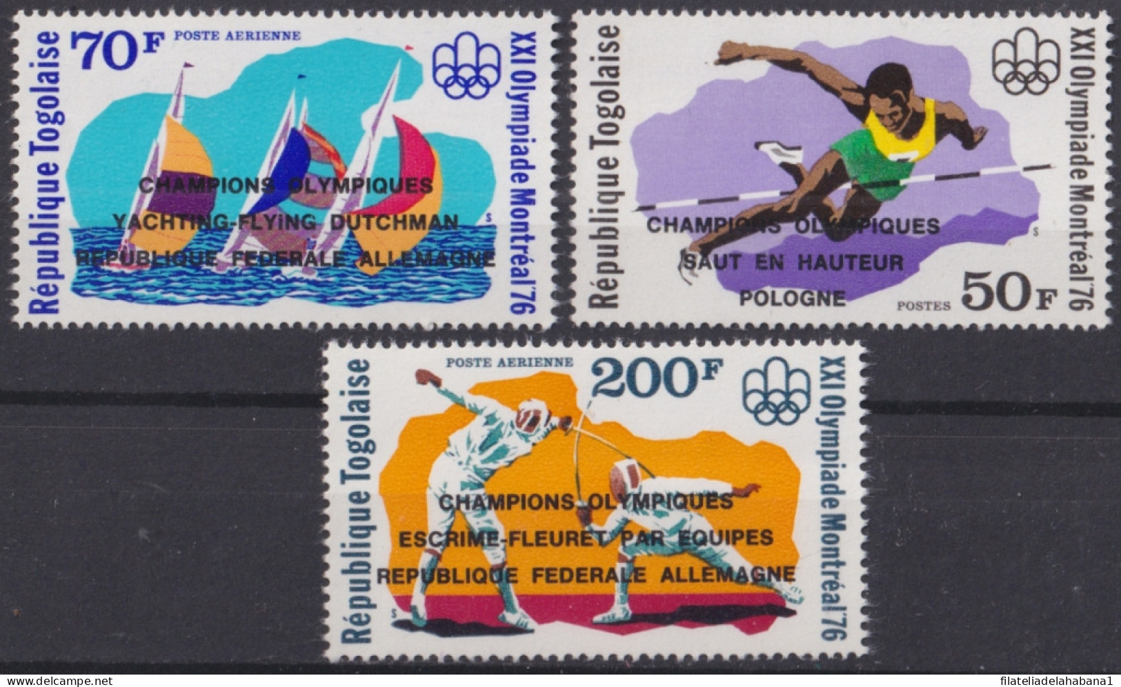 F-EX49240 TOGO MNH 1976 MONTREAL OLYMPIC GAMES WINNER OVERPRINT FENCING ATHLETISM SAILING.  - Estate 1976: Montreal