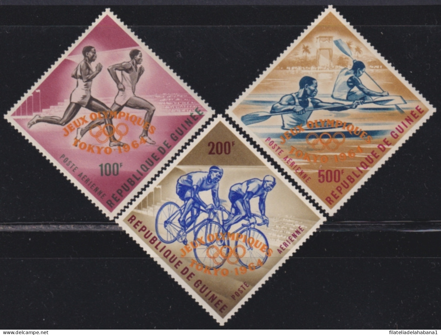 F-EX49269 GUINEE GUINEA MNH 1968 TOKIO OLYMPIC GAMES OVERPRINT CICLYNG ATHLETISM.  - Ete 1968: Mexico