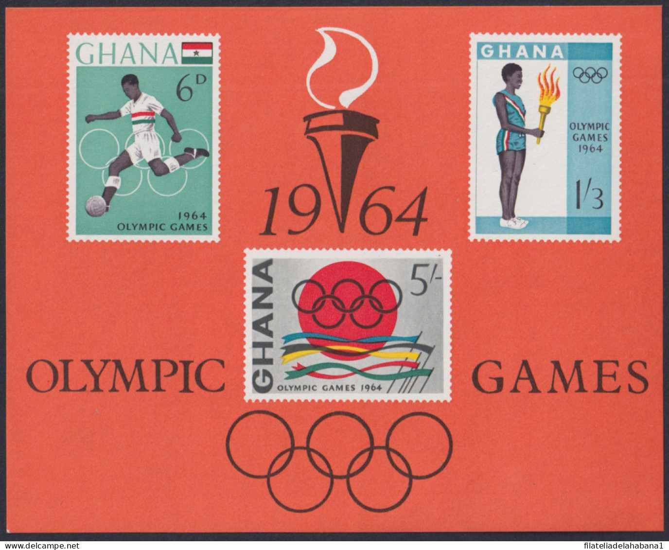 F-EX49270 GHANA MNH 1964 JAPAN OLYMPIC GAMES TOKIO SOCCER ATHLETISM.  - Summer 1964: Tokyo