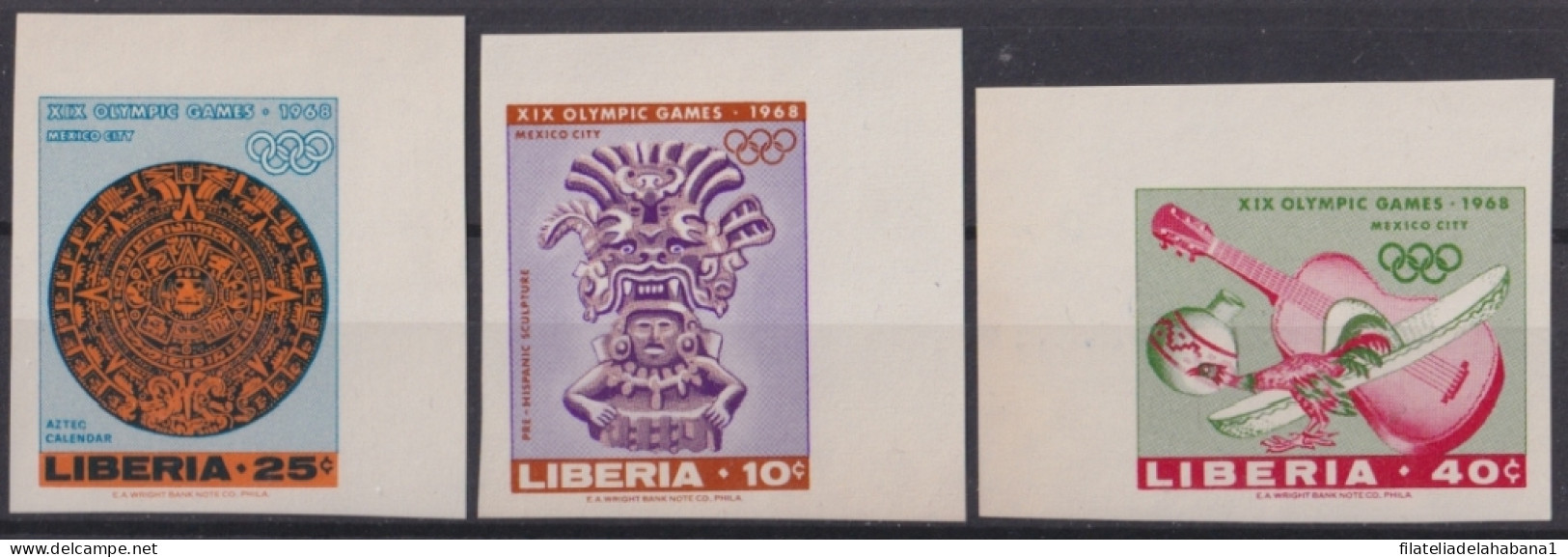 F-EX49271 LIBERIA MNH 1968 OLYMPIC GAMES IMPERFORATED ARCHEOLOGY - Zomer 1968: Mexico-City