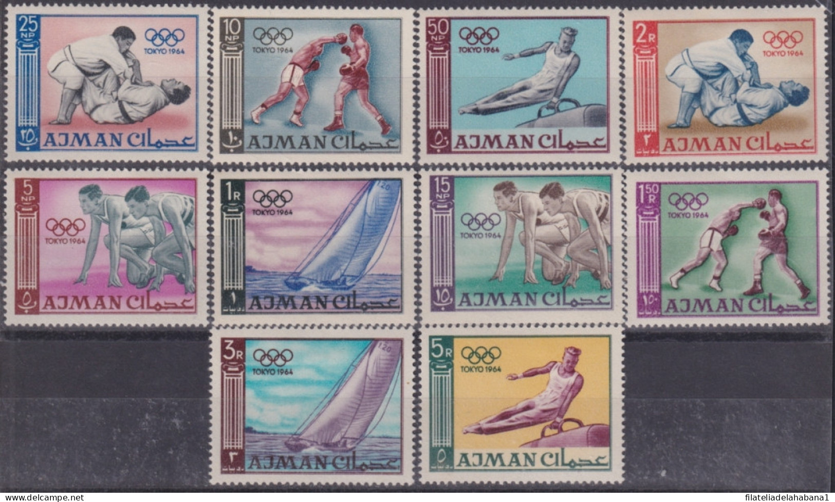 F-EX49278 SAUDI SOUTH ARABIA AJMAN MH 1964 OLYMPIC GAMES BOXING JUDO ATHLETISM.  - Estate 1964: Tokio