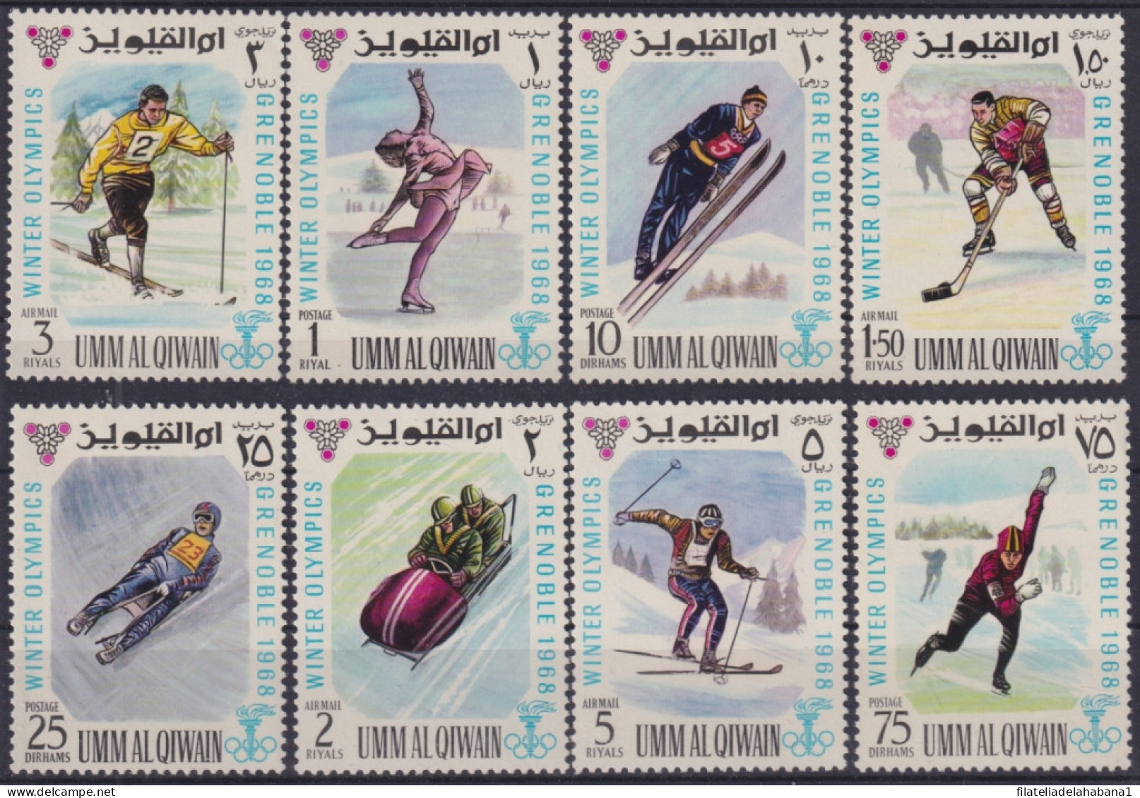 F-EX49280 SAUDI SOUTH ARABIA UMM AL QIWAIN MH 1968 WINTER OLYMPIC GAMES SKI SKITING.  - Ete 1968: Mexico