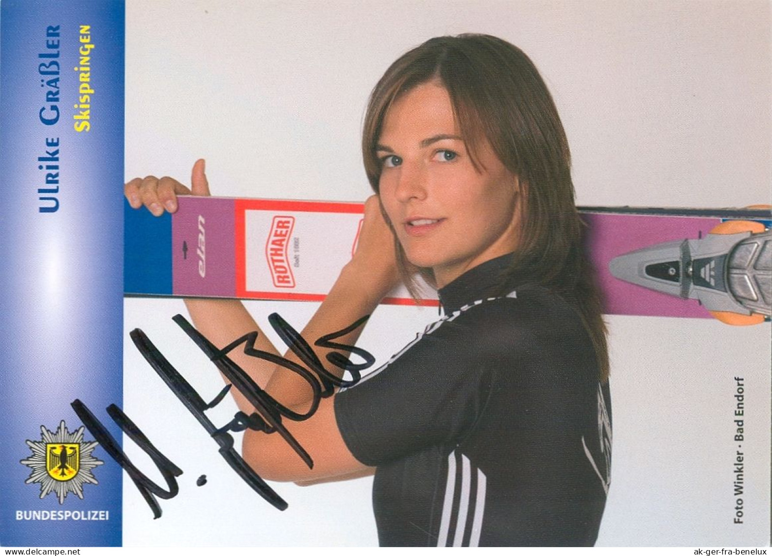 Autogramm AK Bundespolizei Skispringerin Ulrike Gräßler Eilenburg Nordsachsen DDR Klingenthal Im Vogtland Olympia DSV - Authographs