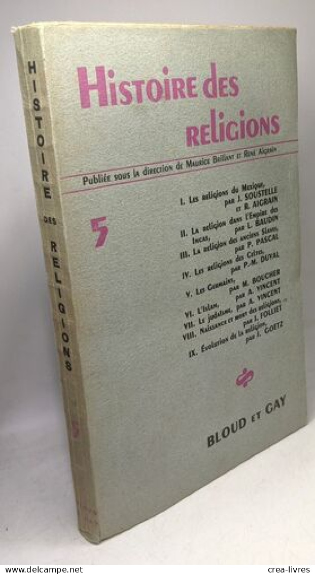 Histoire Des Religions - TOME 3 + TOME 4 + TOME 5 - Religión