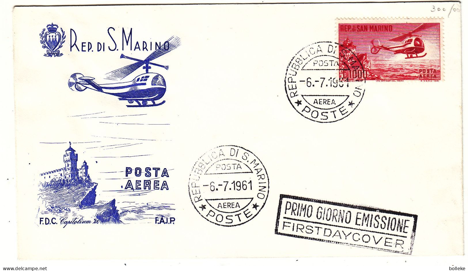 Saint Marin - Lettre De 1961 - Oblit Republica Di S. Marino - Hélicoptères - Valeur 45,00 Euros - - Briefe U. Dokumente