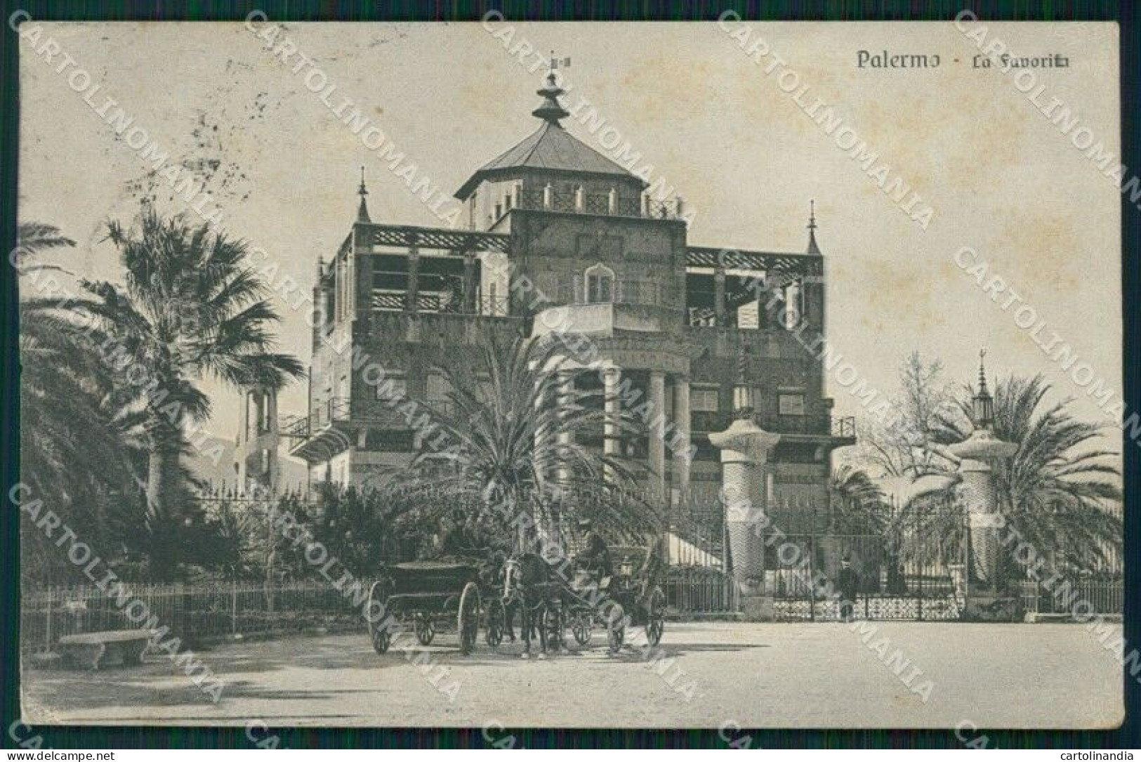 Palermo Città La Favorita Carrozze Cartolina VK1214 - Palermo