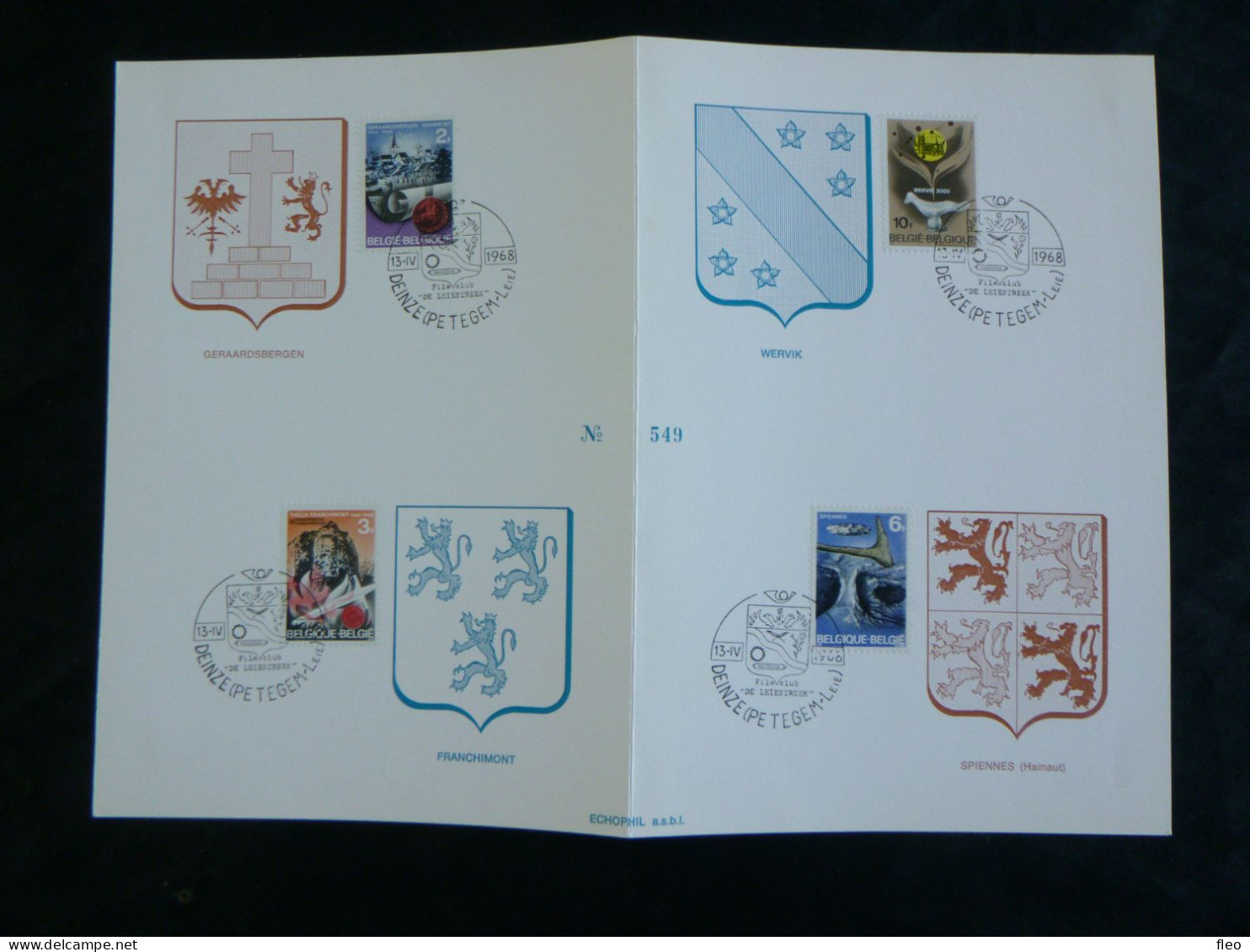 BELG.1968 1448 1449 1450 & 1451 FDC ECHOPHIL FIRST DAY CARD : " Historische / Historique Serie "  " - 1961-1970