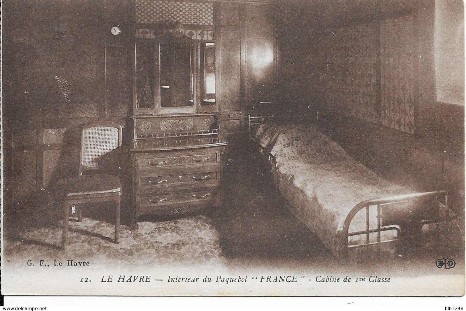 Transports > Bateaux > Paquebots Le Havre Interieur Du Paquebot FRANCE Cabine De 1ere Classe - Dampfer