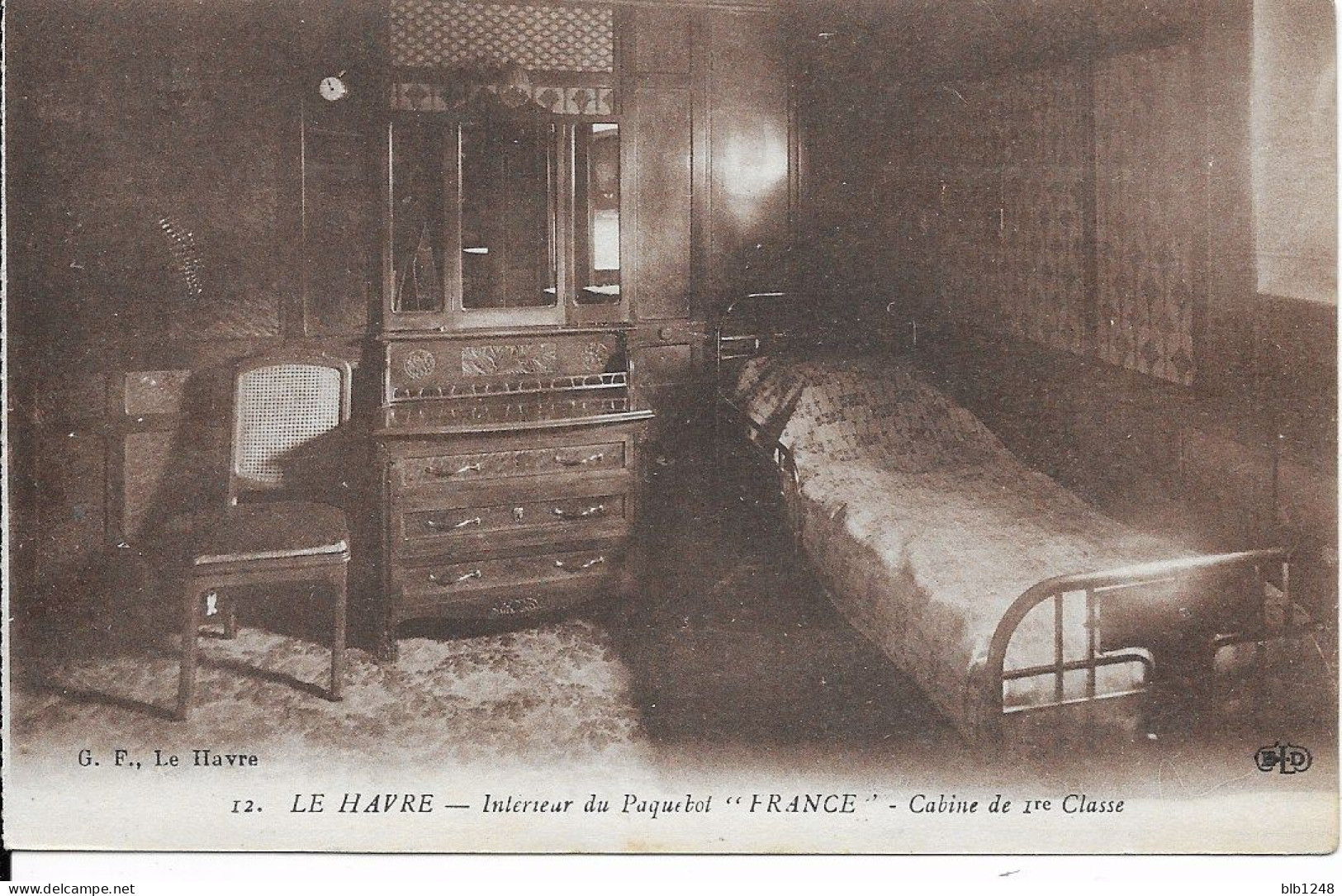 Transports > Bateaux > Paquebots Le Havre Interieur Du Paquebot FRANCE Cabine De 1ere Classe - Paquebots