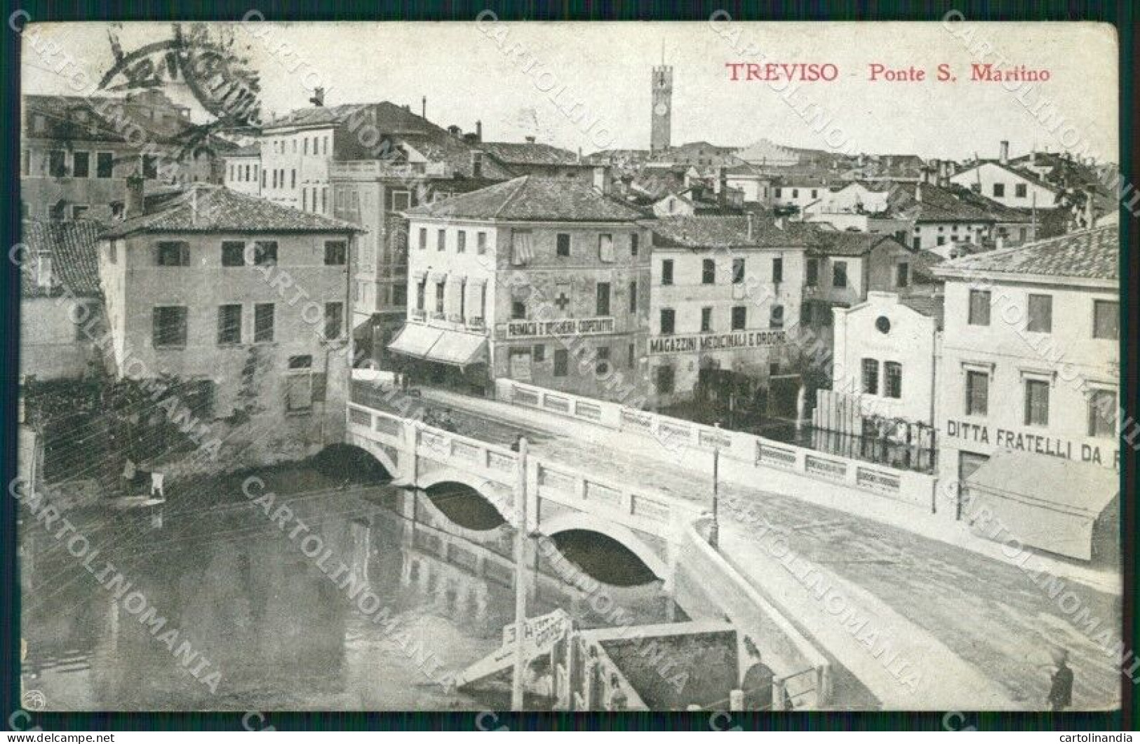 Treviso Città Ponte San Martino Farmacia Cartolina VK1698 - Treviso