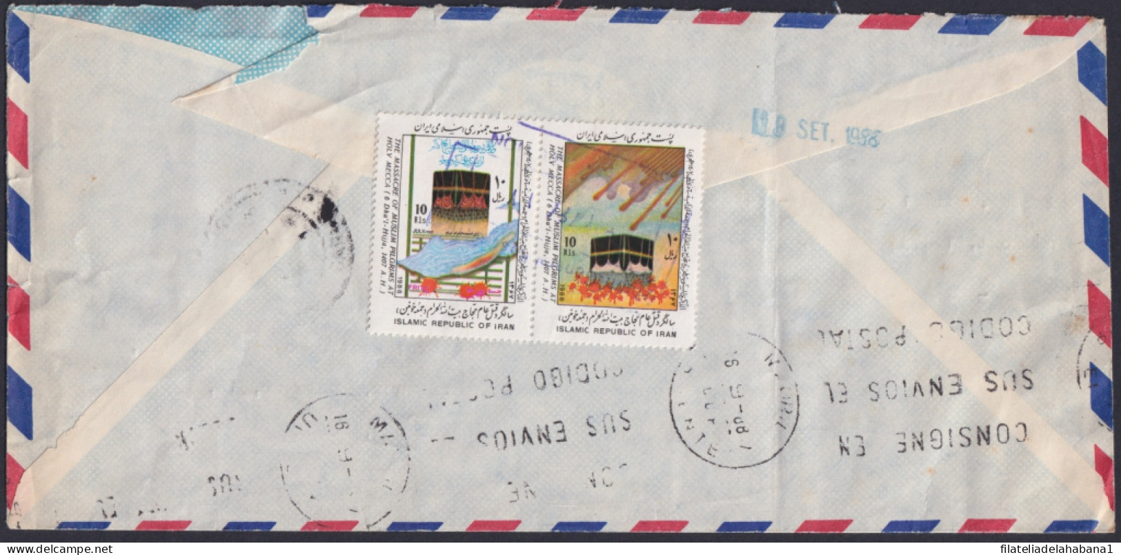 F-EX47999 IRAN 1988 EXPRESS COVER TEHERAN TO BARCELONA SPAIN.  - Iran