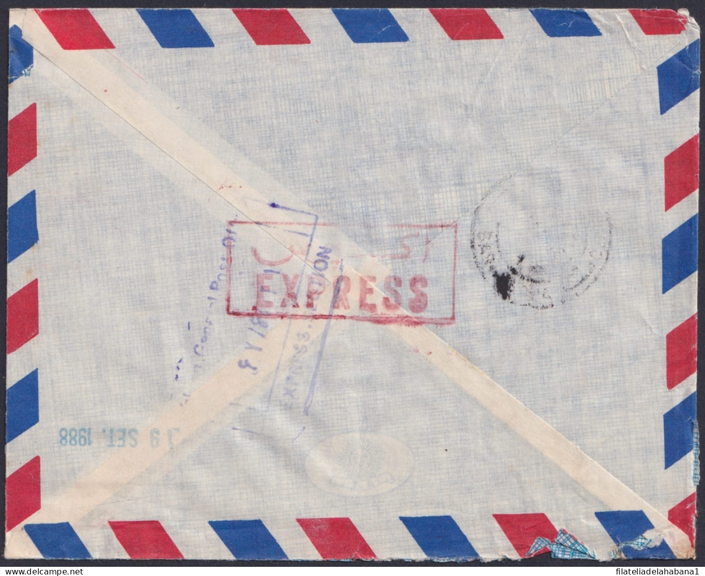 F-EX48562 IRAN 1988 EXPRESS COVER TEHERAN TO BARCELONA SPAIN.  - Iran