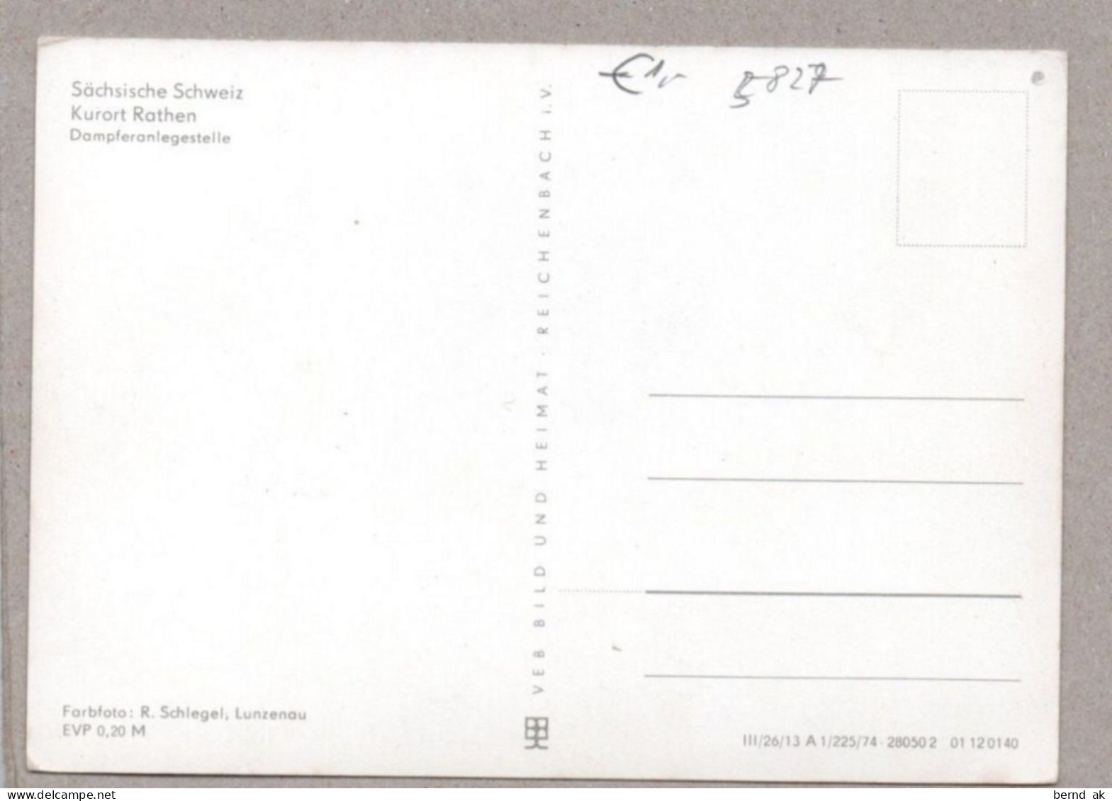 A5827} BRD - AK - Rathen / Dampferanlegestelle - Rathen