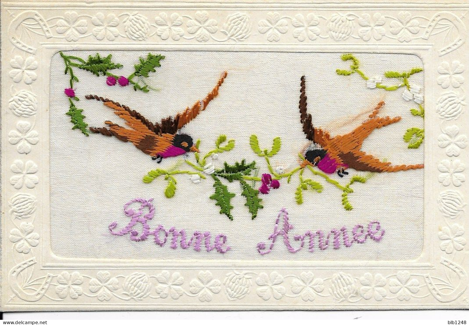 Fantaisies > Brodées  Bonne Année Carte Brodee 02 - Embroidered