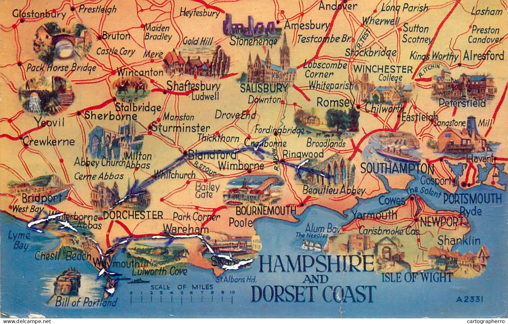 England Hampshire & Dorset Coast Map - Landkarten