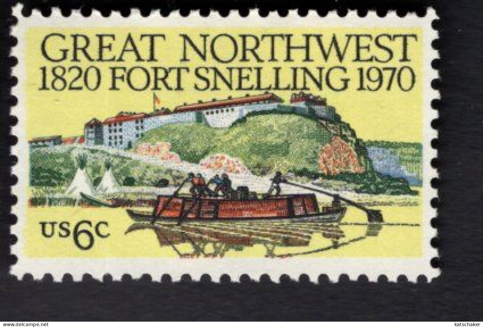 203634864 1970 SCOTT 1409 (XX)  POSTFRIS MINT NEVER HINGED - FORT SNELLING KEELBOAT AND TEPEES - Nuovi