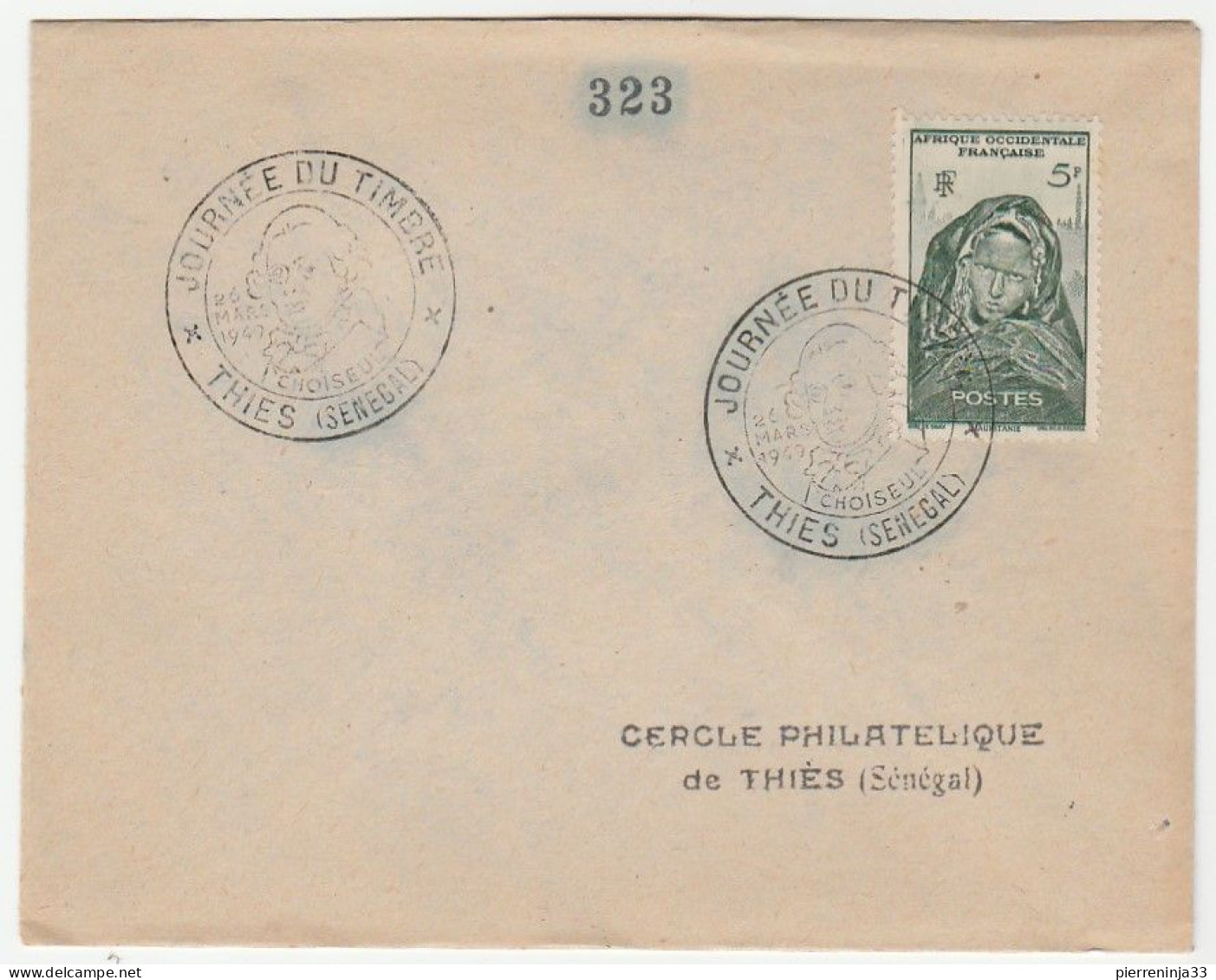 Lettre Thiés, Sénégal / Journée Du Timbre, 1949 - Brieven En Documenten