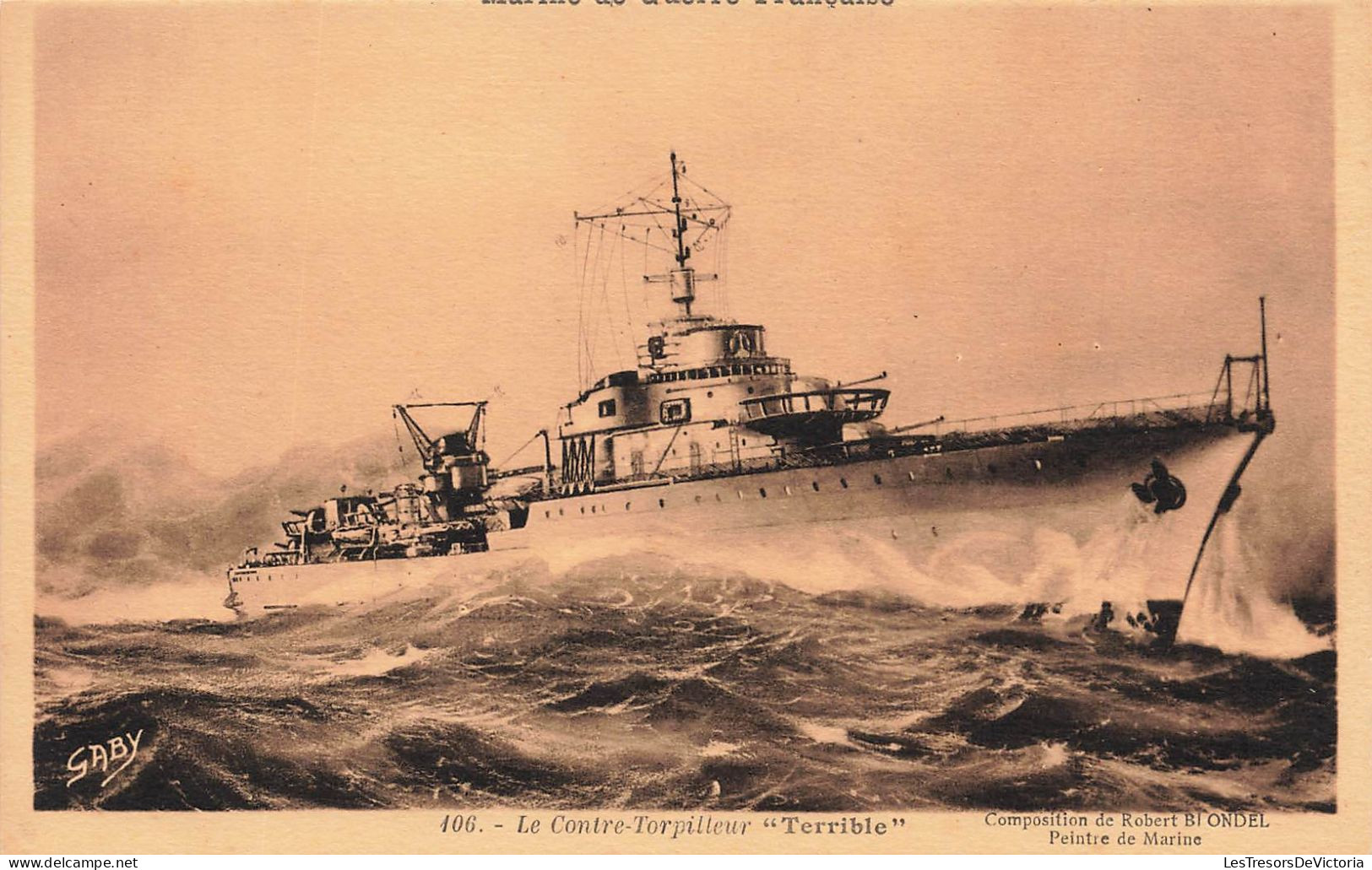 TRANSPORTS - Bateaux - Guerre - Le Contre Torpilleur - Terrible - Composition De Robert Blondel - Carte Postale Ancienne - Warships