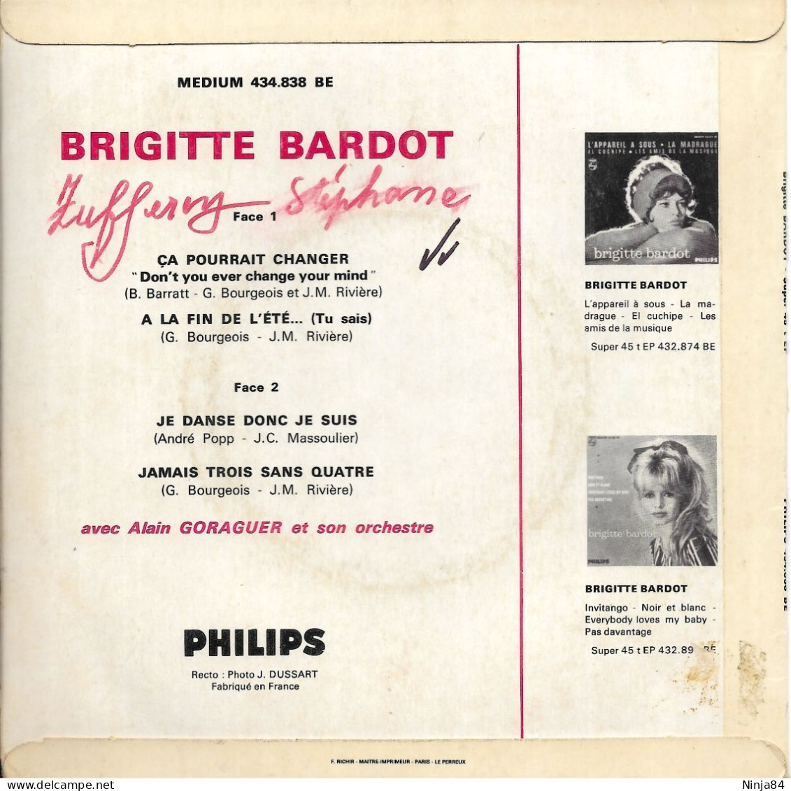 EP 45 RPM (7") Brigitte Bardot   "  Ça Pourrait Changer  " - Otros - Canción Francesa