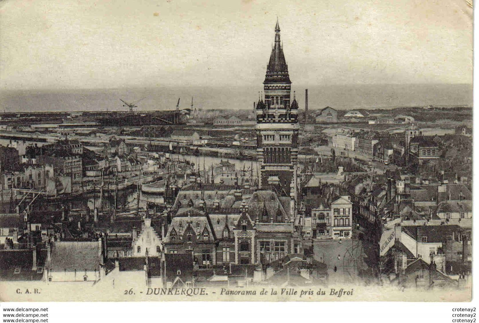 59 DUNKERQUE N°26 C.A.R Panorama Pris Du Beffroi Vue Générale Voilier Bateau De Pêche à Gauche - Dunkerque