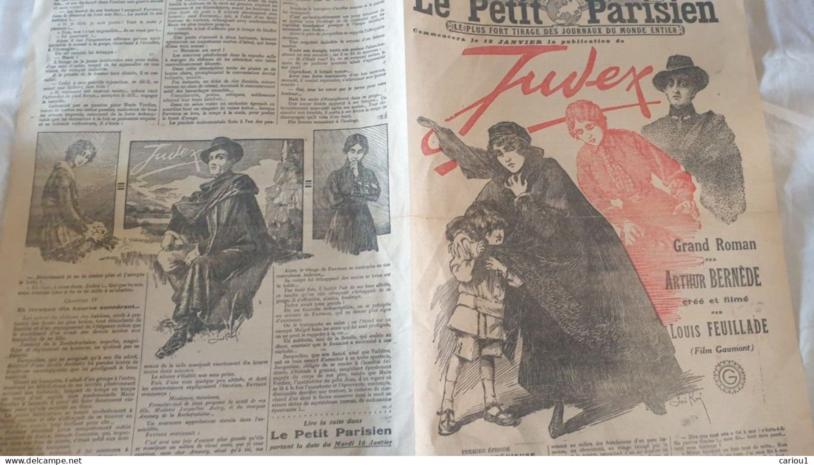 C1 Arthur Bernede JUDEX Le PETIT PARISIEN Janvier 1917 GRAND FORMAT ILLUSTRE  Port Inclus - 1901-1940