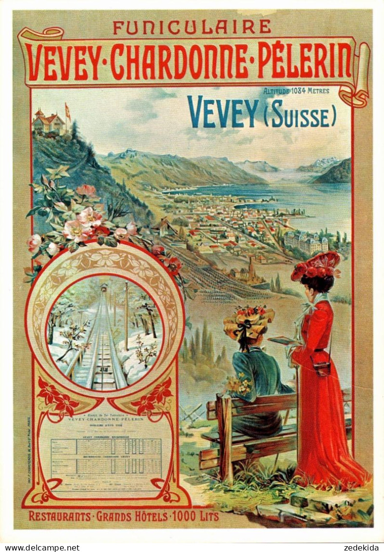 H1302 - TOP Vevey Schweiz Werbekarte Werbung - Chardonne Pelerin Plakat - Photoglob - Vevey