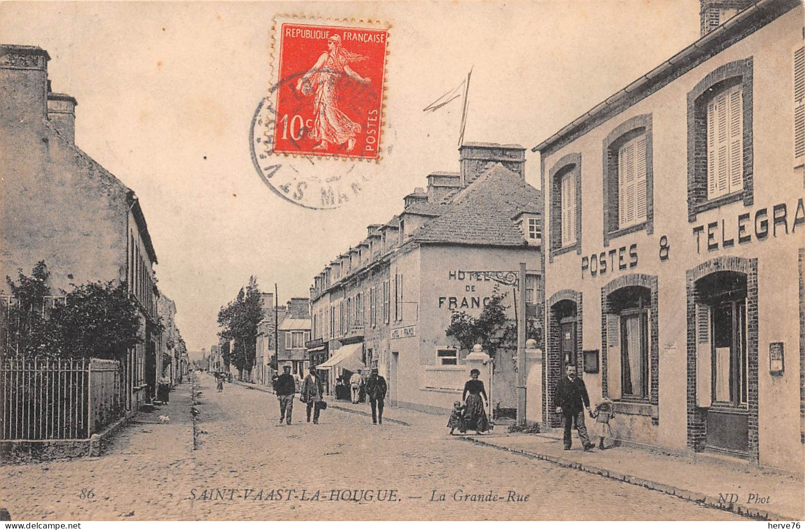 SAINT VAAST LA HOUGUE - La Grande Rue - Postes Et Télégraphes - 1907 - Saint Vaast La Hougue