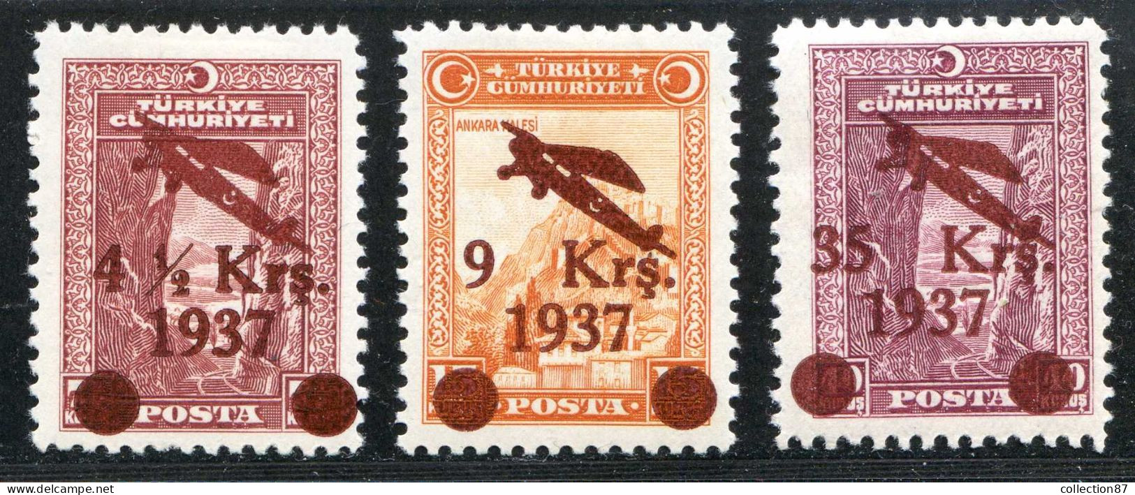 REF 091 > TURQUIE < Yv  PA N° 6 à 8 * < Neuf Ch Dos Visible MH * Cote 50 € - Turkey Aero > Poste Aerienne - Airmail